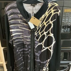 Alberto Makali Black and White Patterned Tunic Jacket XL